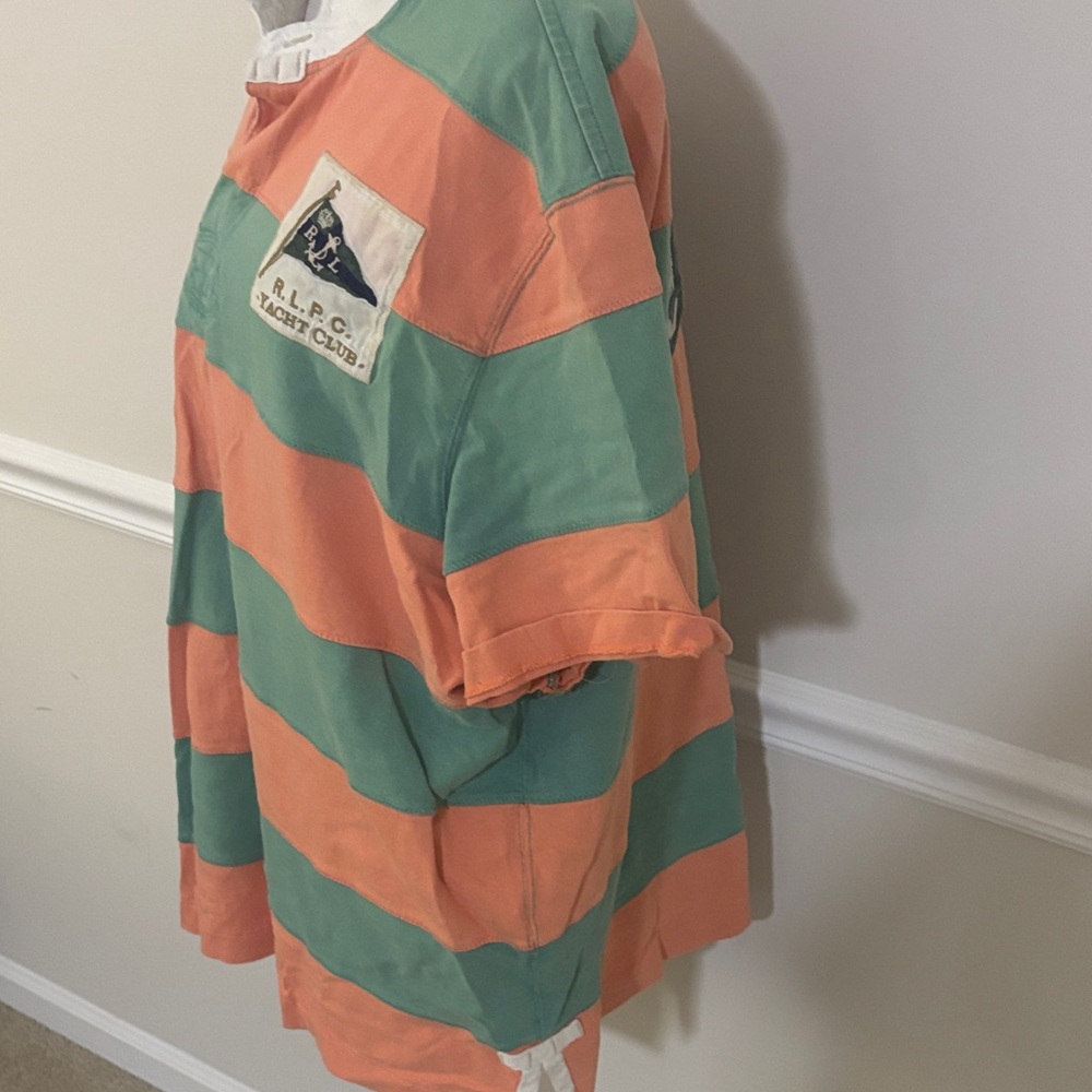 Polo by Ralph Lauren Orange and Green Rugby Shirt - Picture 6 of 12